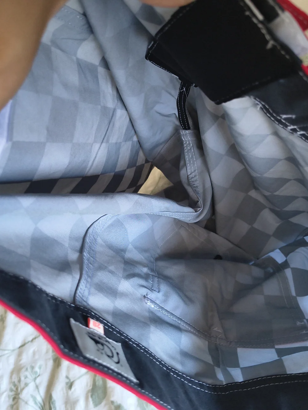 Quiksilver Checkerboard Board Shorts NWT Size 28 Black White Checkered Surf Swim